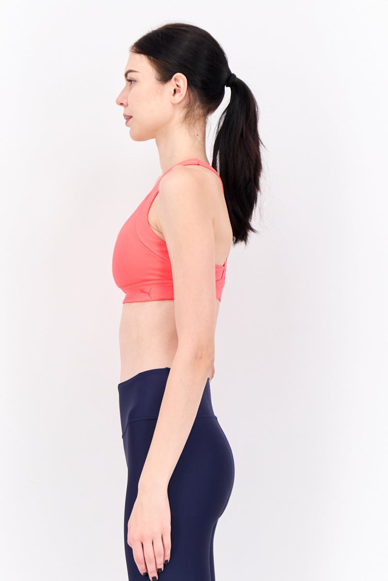 PUMA Women Brand Logo Padded Mid Impact Own It Sports Bra, Coral - Image 2